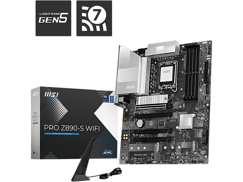 MSI Pro Z890-S WiFi Soket 1851 DDR5 8600MHZ(OC) USB 20Gbps3xM.2 2xTB4 HDMI Display 2.5G LAN WIFI7 Anakart