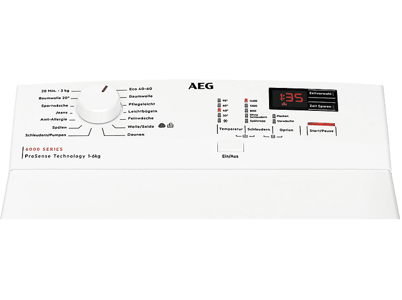 AEG Series 6000 LTR6A41460 Waschmaschine Toplader 6 kg 1400 RPM Weiß