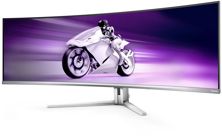 Ívelt számítógép-monitor motorképével.