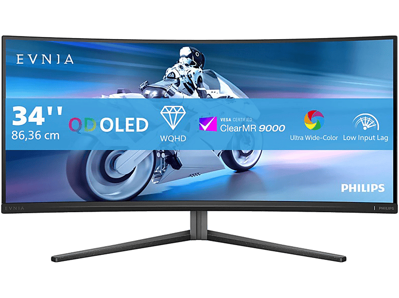 PHILIPS Evnia 34M2C6500/00 34'' Ívelt UWQHD 175 Hz 21:9 FreeSync OLED Gamer Monitor