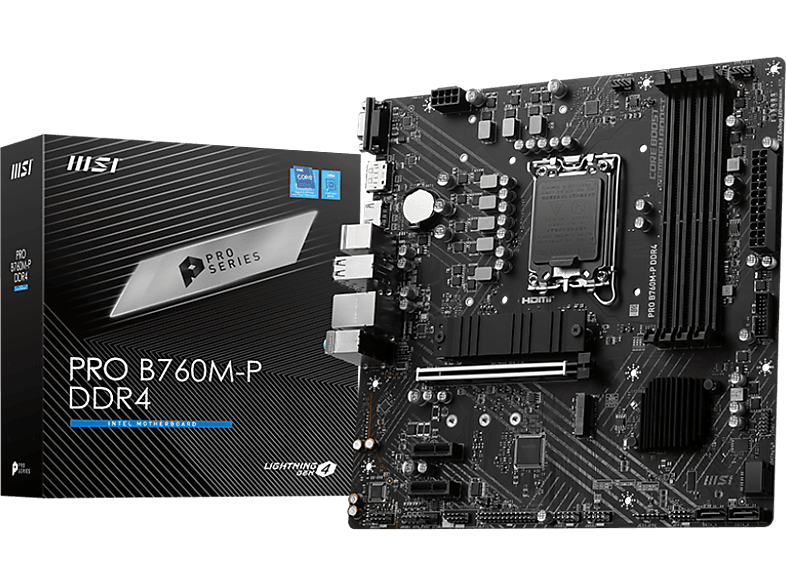 MSI Pro B760M-P DDR4 Soket 1700 DDR4 4800(OC) PCI-E M.2 USB3.2 HDMIDPVGA 1X 1G LAN MATX Anakart