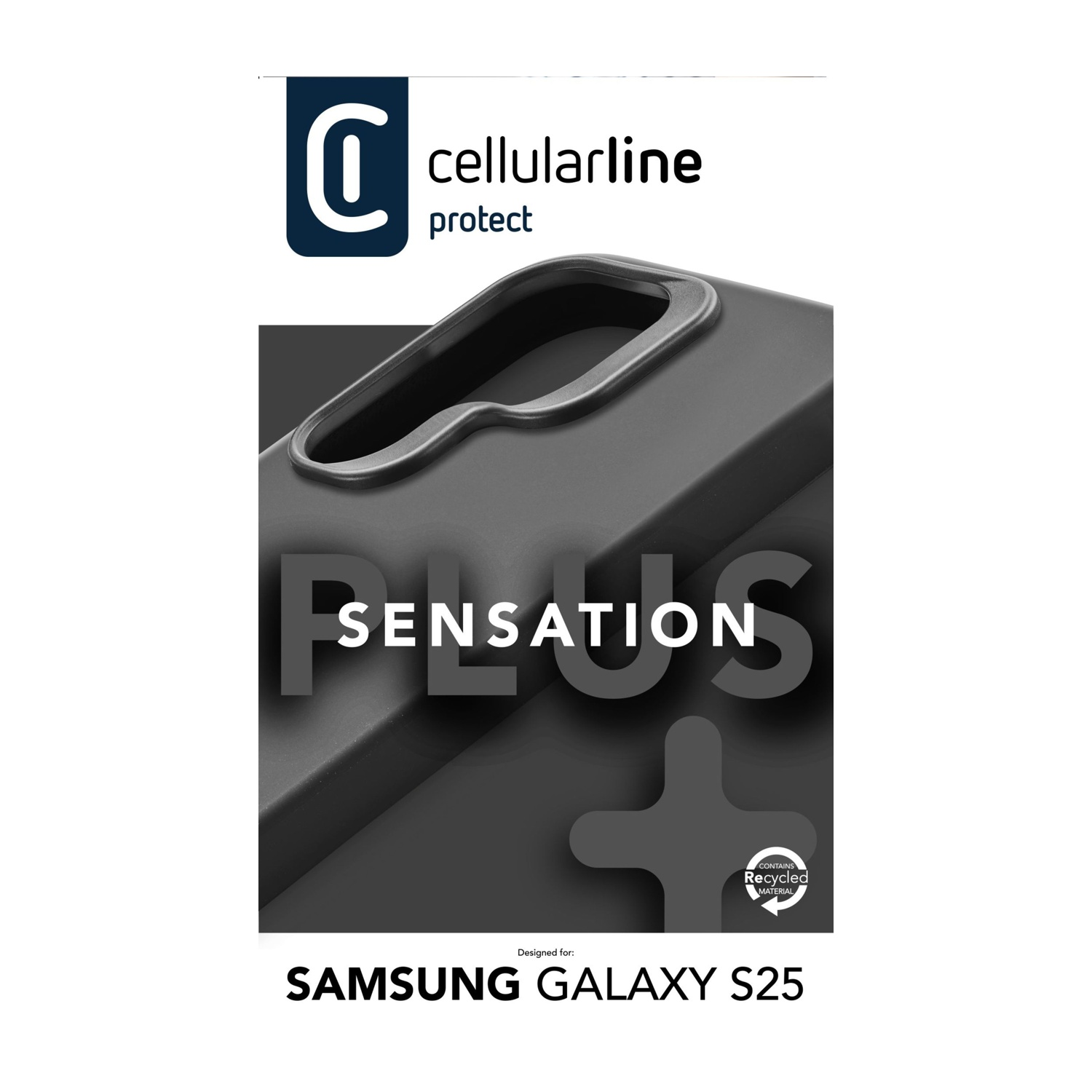 Una custodia per telefono nera. La custodia ha un design rialzato.