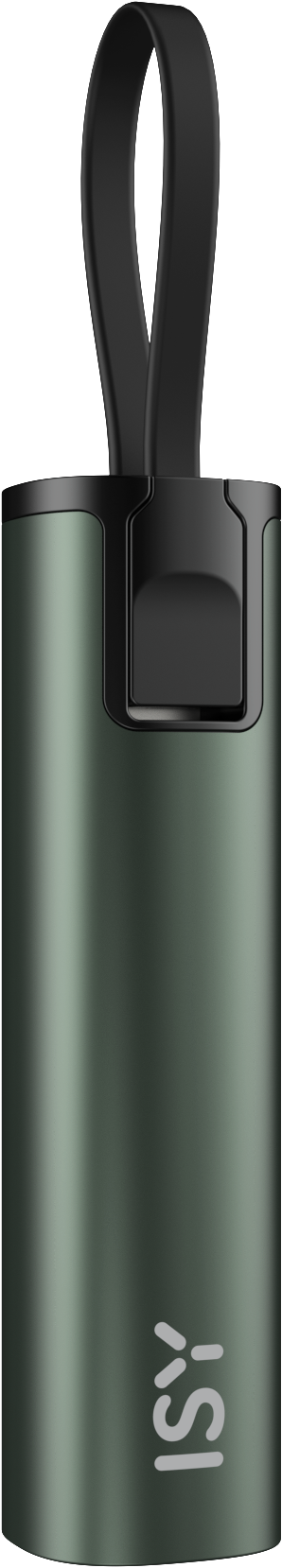 Appareil cylindrique vert avec une boucle noire.