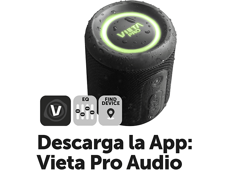Altavoz inalámbrico - Vieta Easy 4, 25 W, Bluetooth, 13 h Autonomía, IPX7, Conexión dual, Negro – imagen 2