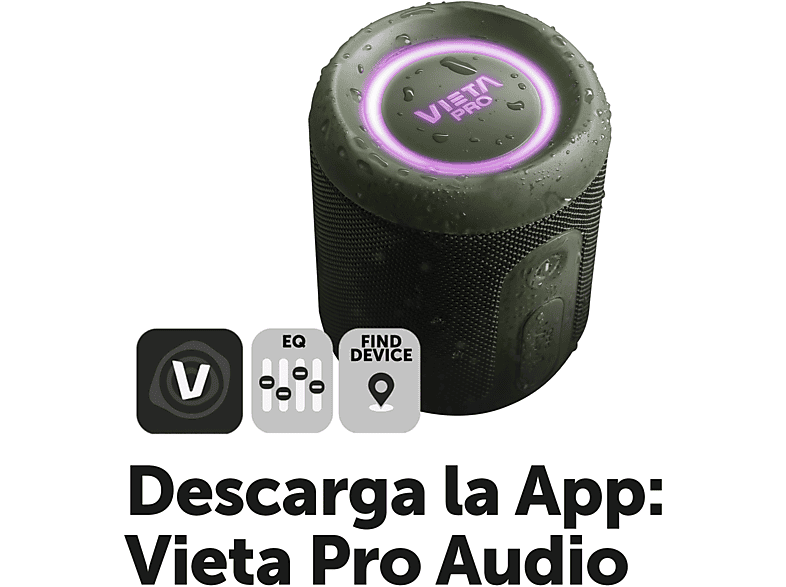 Altavoz inalámbrico - Vieta Easy 4, 25 W, Bluetooth, 13 h Autonomía, IPX7, Conexión dual, Verde – imagen 2