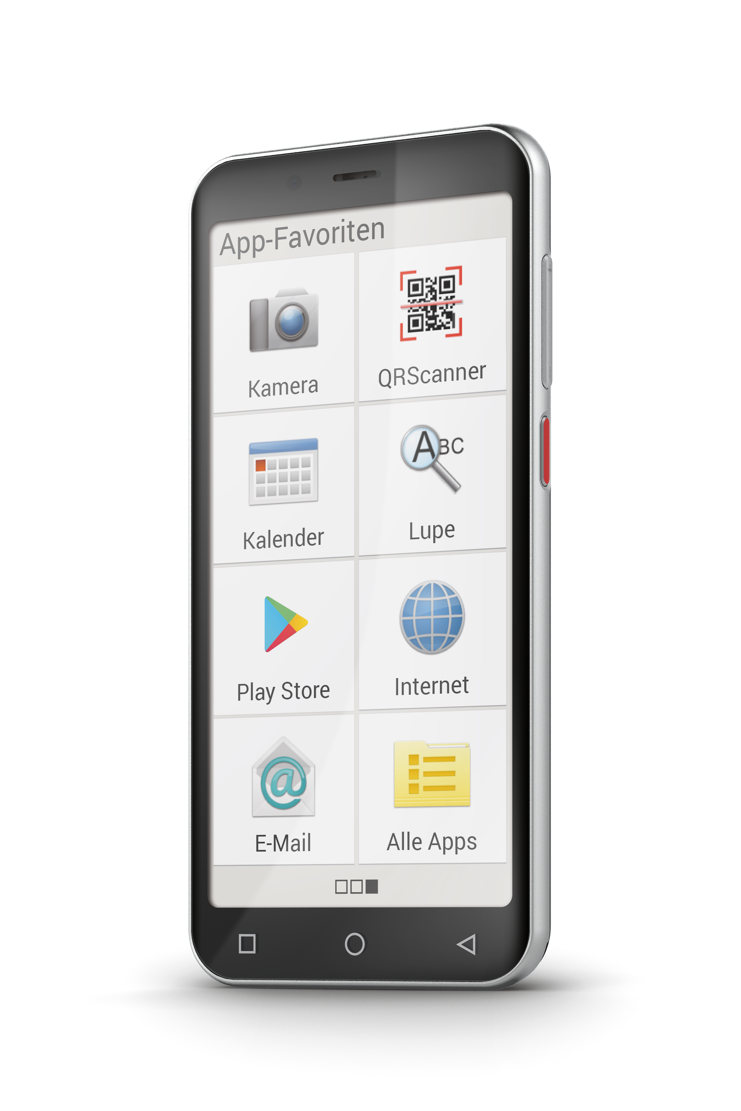 Smartphone mit App-Symbolen. Kamera, QR-Scanner, Kalender und mehr sind sichtbar.