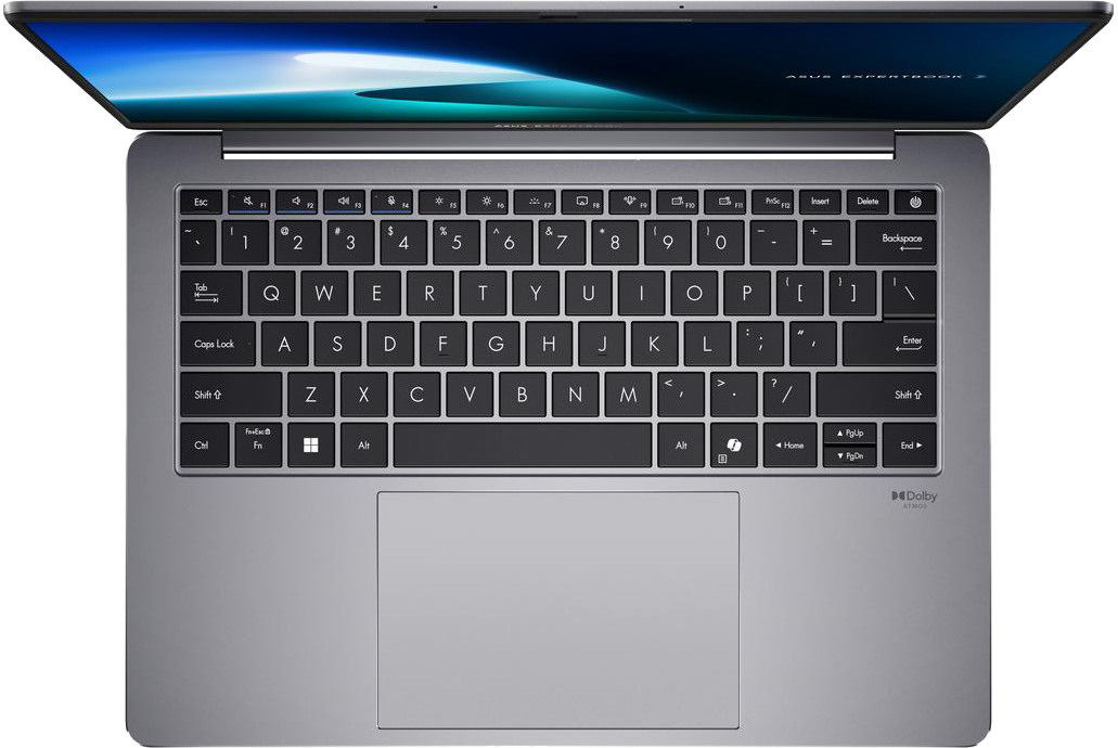 Egy laptop felülről. A billentyűzet látható, és a képernyő nyitva van.