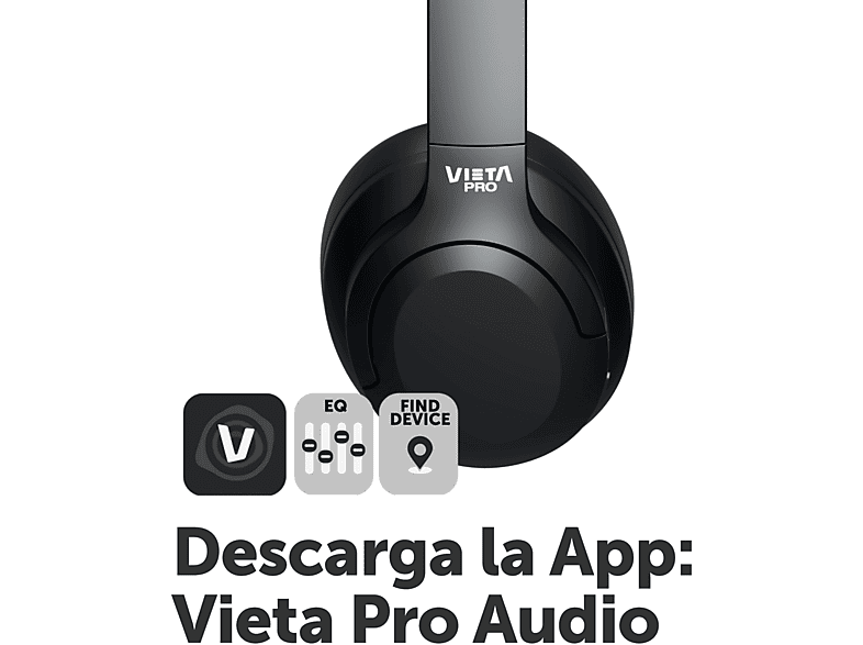 Auriculares inalámbricos - Vieta Pro Motion, Circumaurales, Bluetooth, 50 h Autonomía, Negro – imagen 2