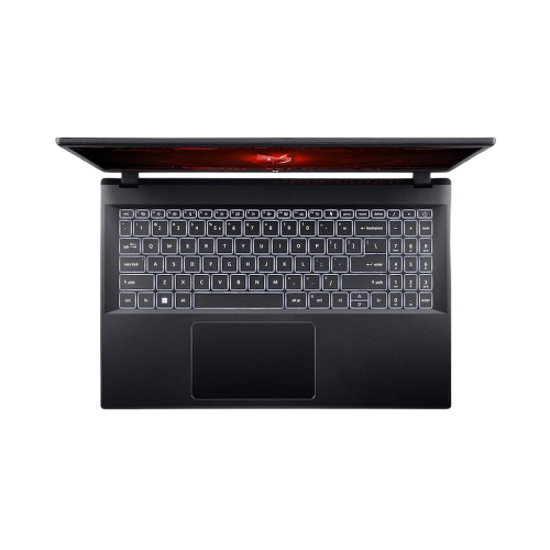 Ordenador portátil negro con el teclado visible, abierto.