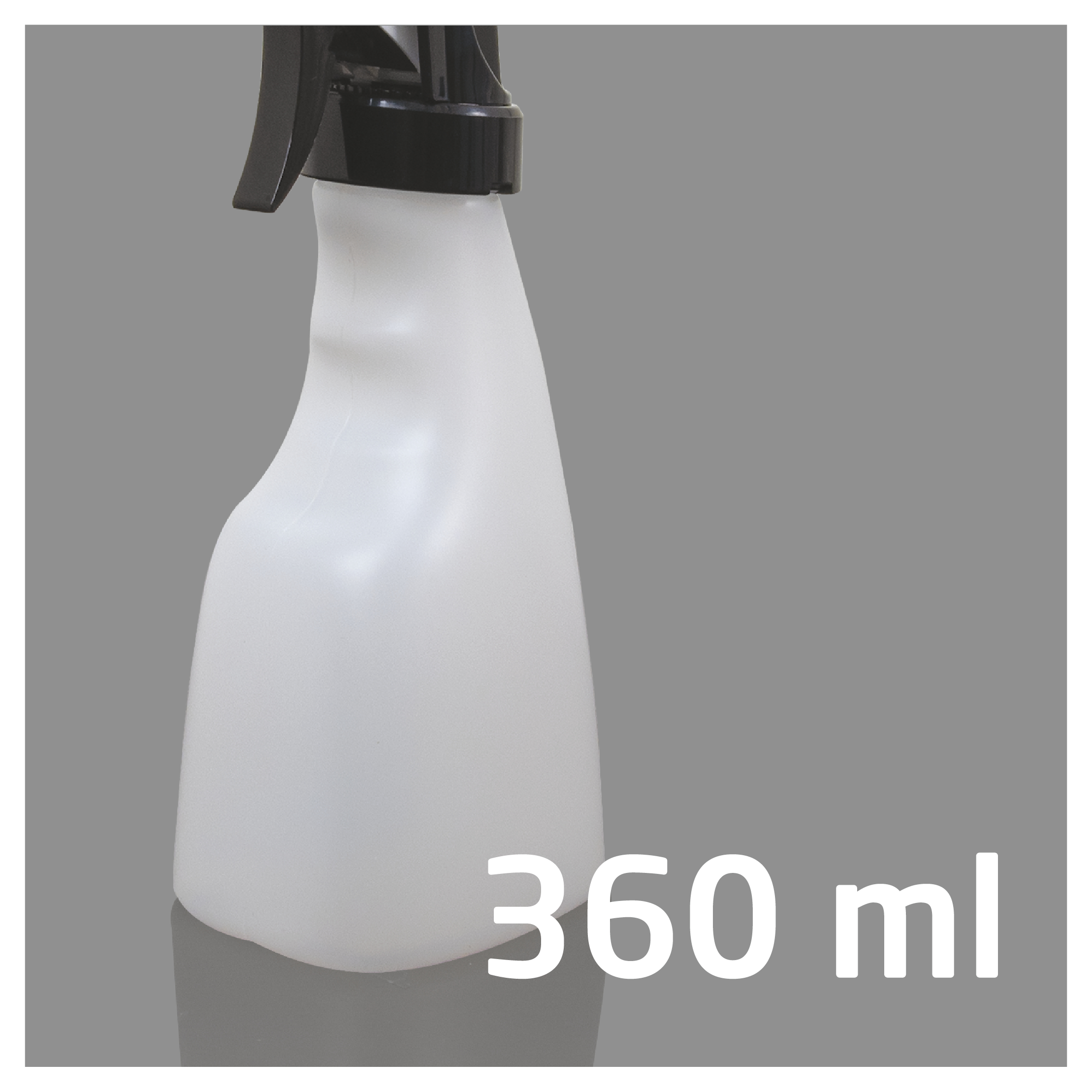 Eine weiße Sprühflasche mit 360 ml Text.