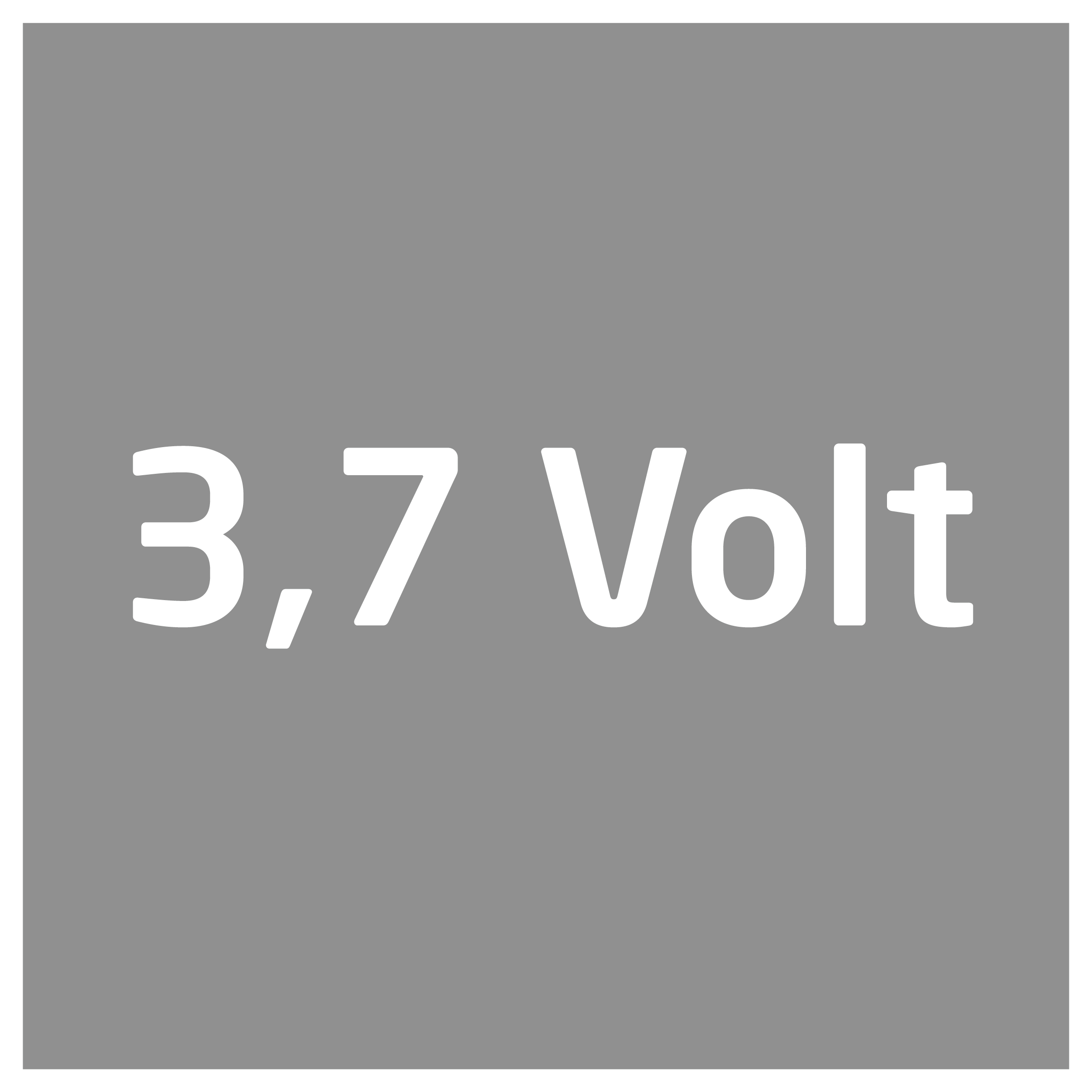 Ein graues Quadrat mit der Aufschrift '3,7 Volt'.