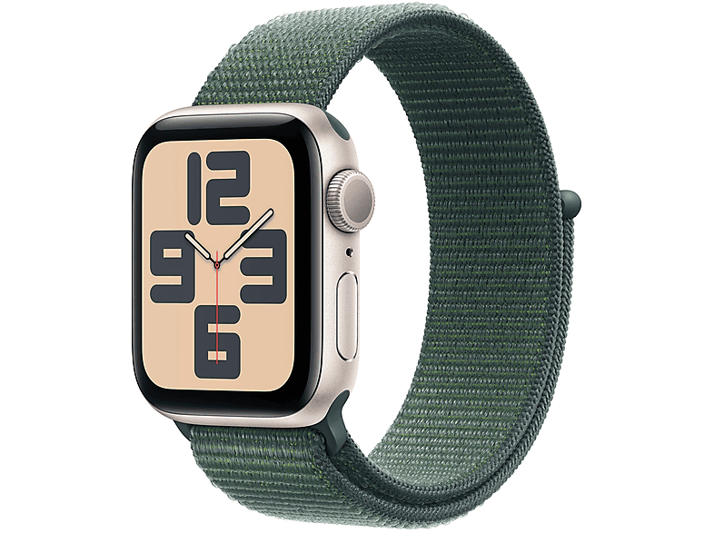 Apple Watch SE 2024 GPS 44mm alluminio galassia con cinturino Sport Loop verde lago Smartwatch