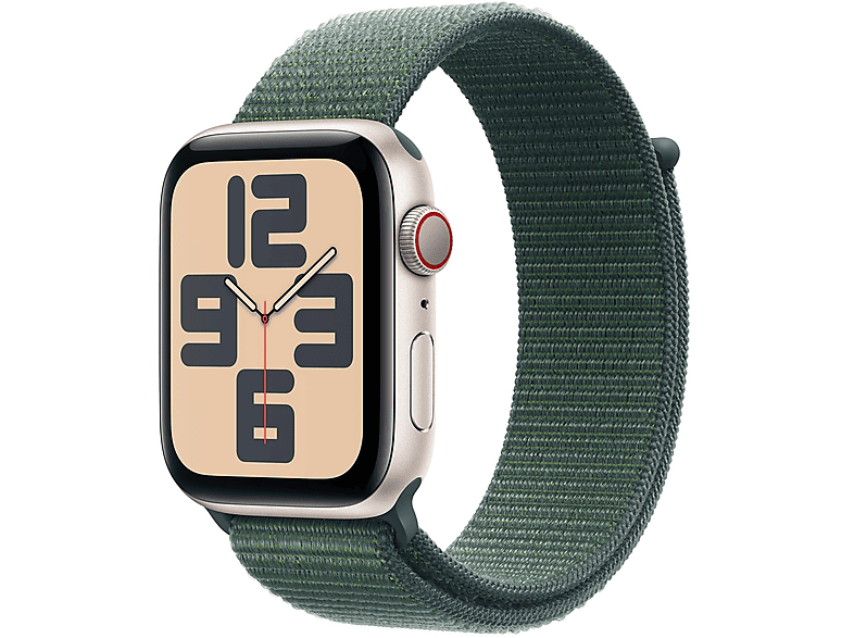 Apple Watch SE 2024 GPS + Cellular 44mm alluminio galassia con cinturino Sport Loop verde lago Smartwatch