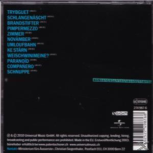 Album-Rückseite mit Trackliste. Das Cover ist dunkelblau mit weißem Text.