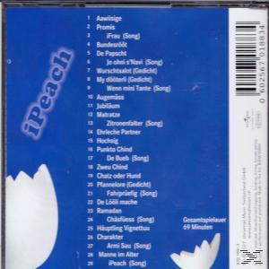 Album-Rückseite mit Trackliste und Illustrationen. Das Cover ist blau mit weißem Text.