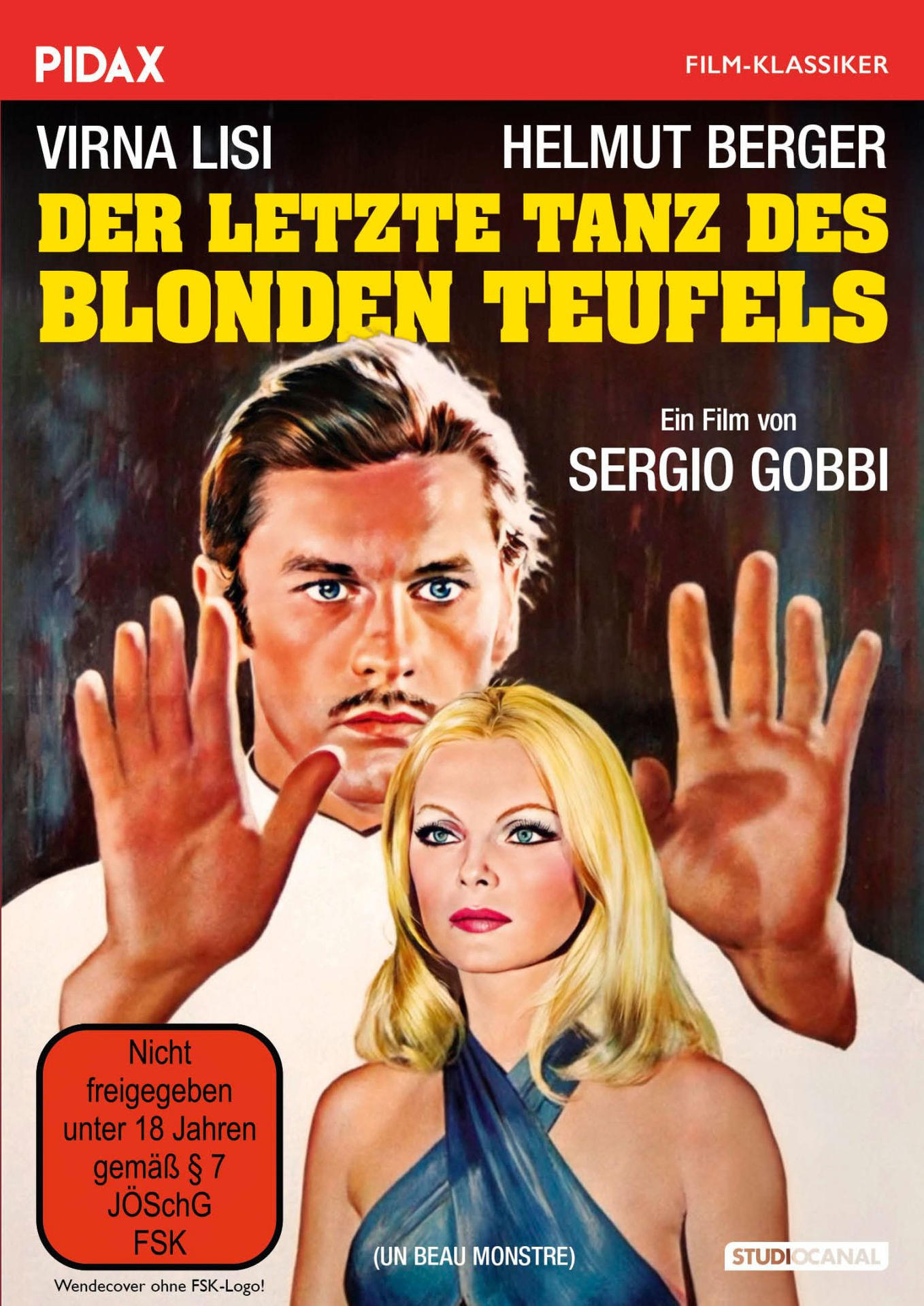 Filmplakat: Zwei Personen, Mann und Frau, mit blauem Hintergrund. Titel: Der Letzte Tanz Des Blond.