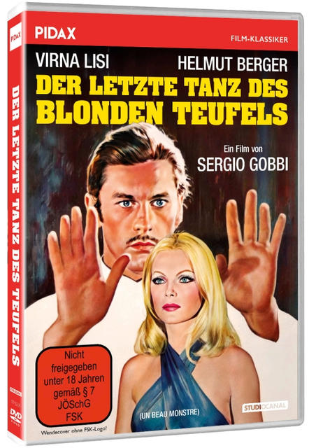 DVD-Cover mit Mann und Frau. Text auf Deutsch. Der Mann hat die Hände hoch. Blonde Frau in blauem Kleid.