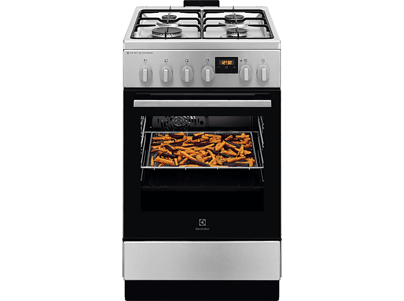 ELECTROLUX LKK560232X Kombinált tűzhely, SteamBake, AirFry, Multi 8, Termosztát, 58 l, sütővilágítás, grill, digitális prog.óra, grill