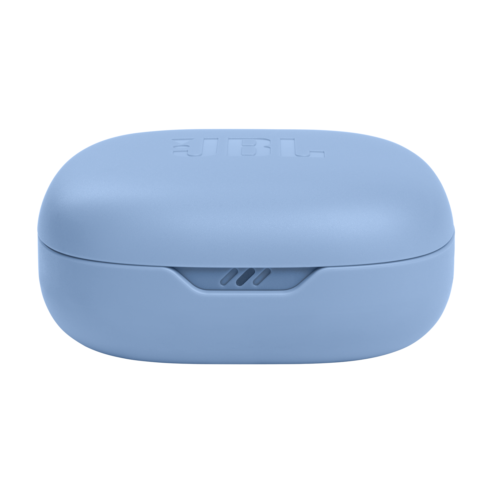 Mavi JBL kulaklık şarj kutusu, izole edilmiş.