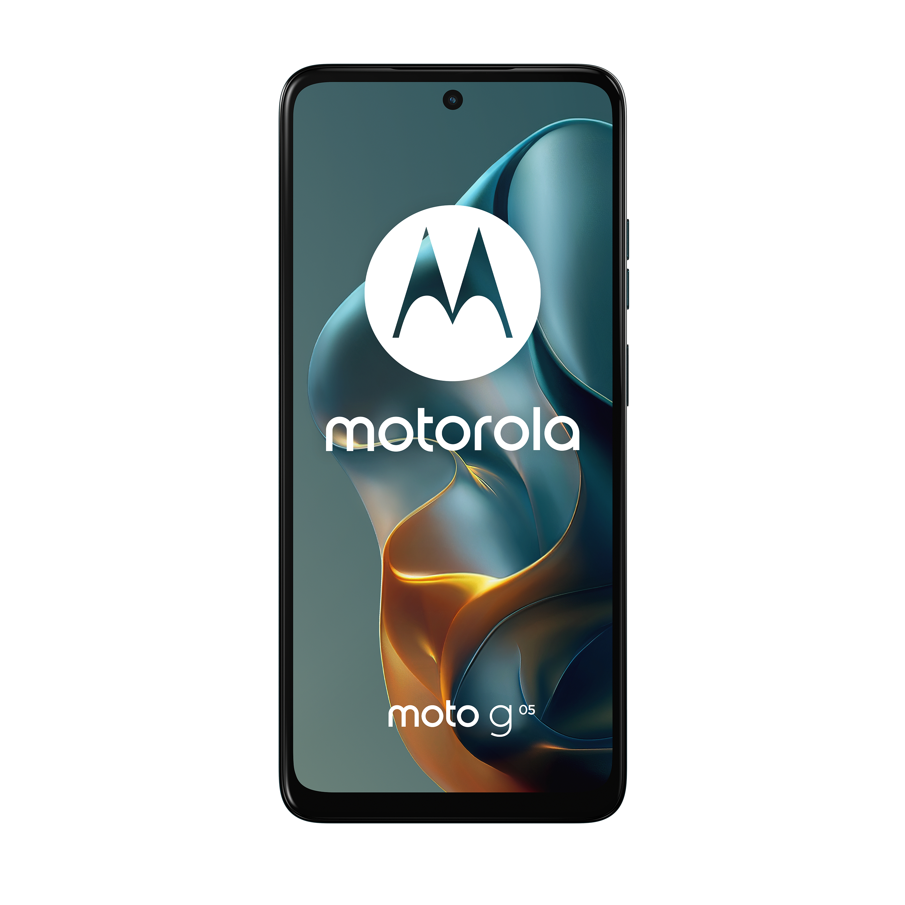 Motorola Moto G05 Smartphone auf weißem Hintergrund.