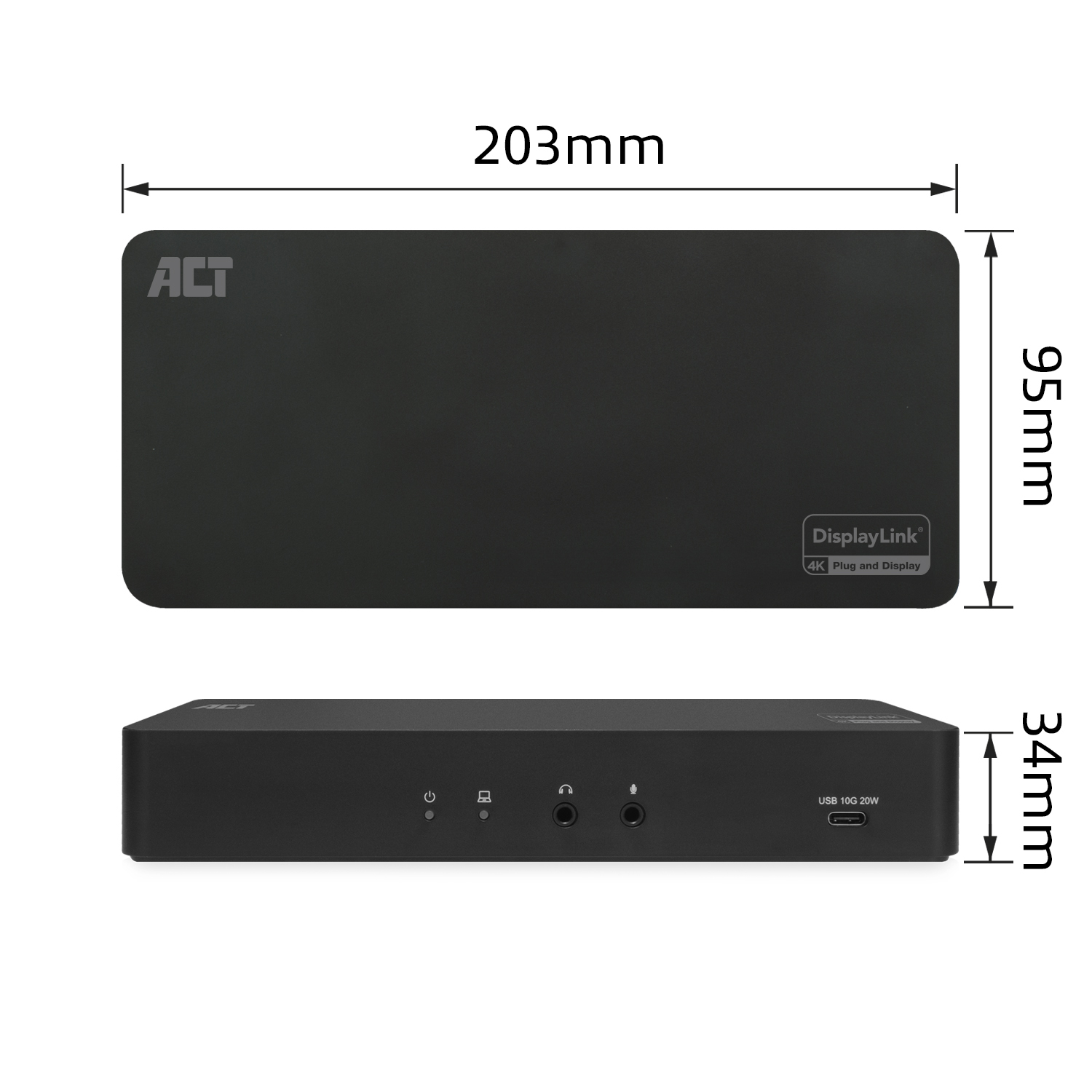 A black monitor arm diagram with dimensions.