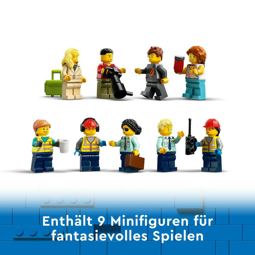 Neun Lego-Minifiguren, die verschiedene Berufe darstellen.