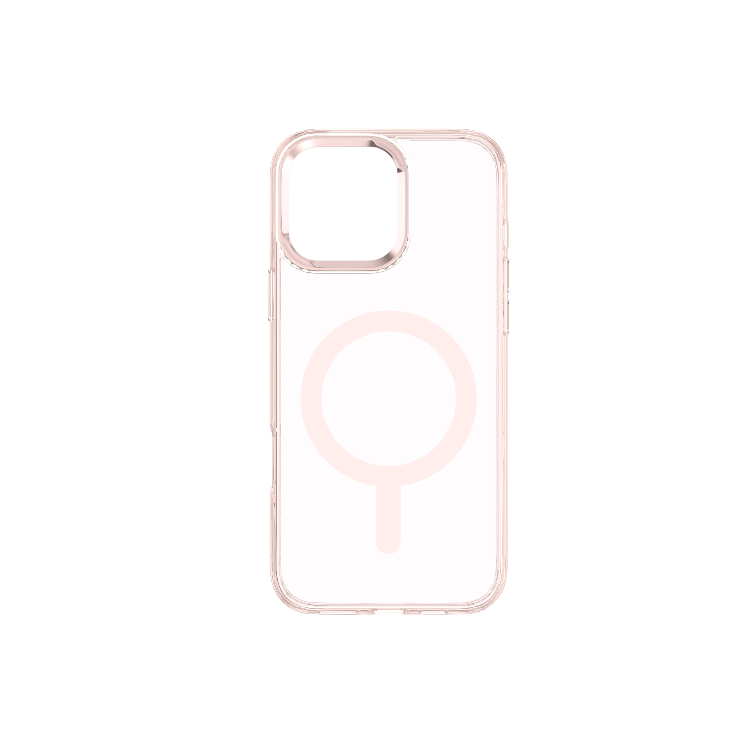 Transparante telefoonhoes met een roze rand.