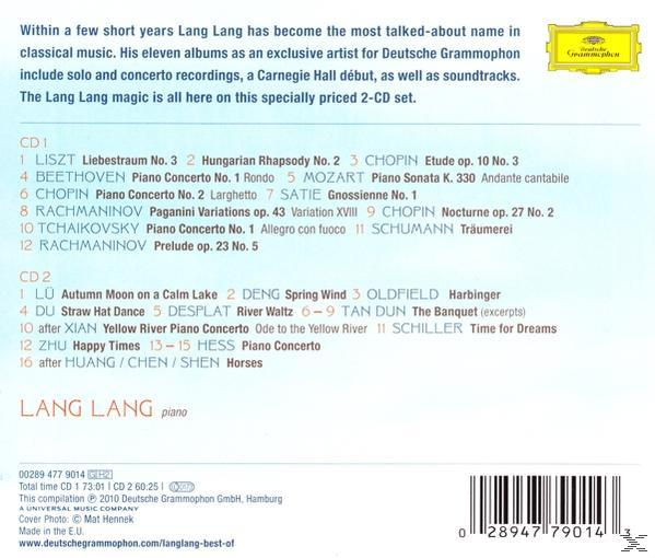CD-Rückseite mit Titelliste und Text auf Englisch und Deutsch. Enthält Lang Lang Klavier.