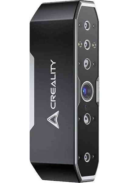'CREALITY' logosu olan siyah 3D tarayıcı. Çoklu lensleri var.