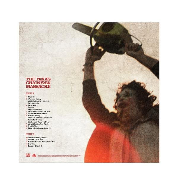 Albumcover mit Person mit Kettensäge und Titelliste.