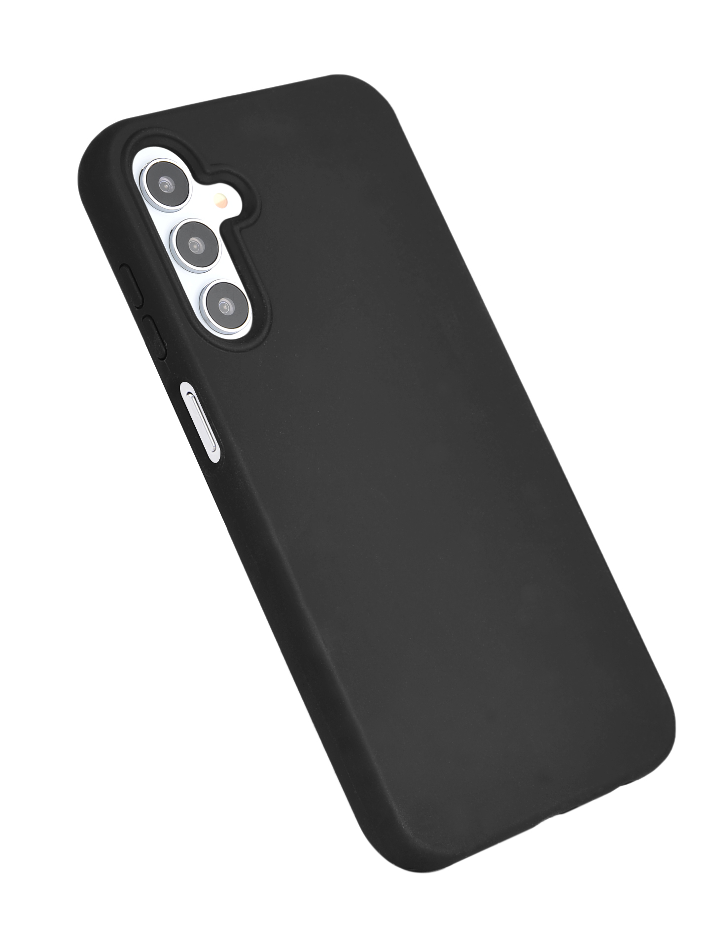 Schwarze Handyhülle mit glatter Oberfläche und Kameraausschnitt.