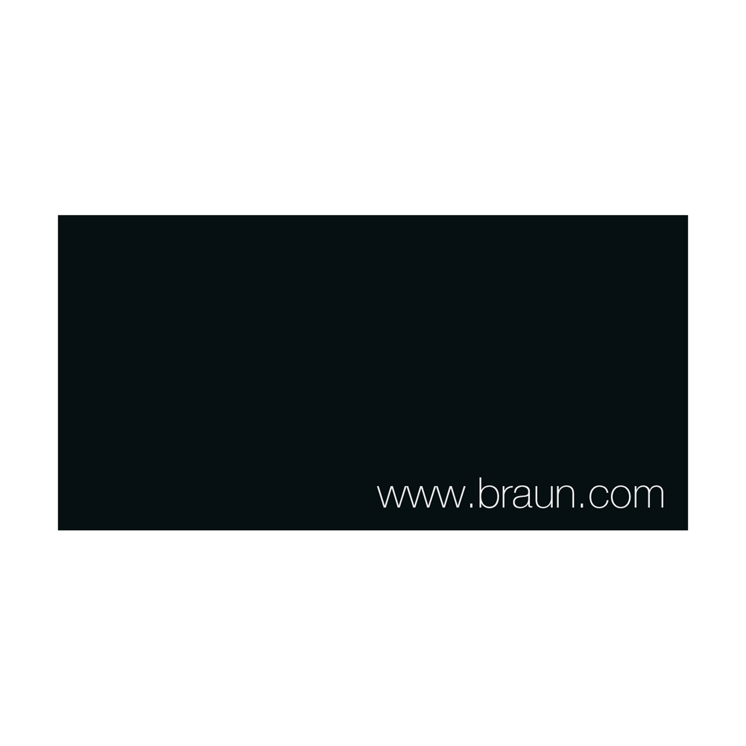 Uno sfondo nero con il testo bianco 'www.braun.com' in basso.
