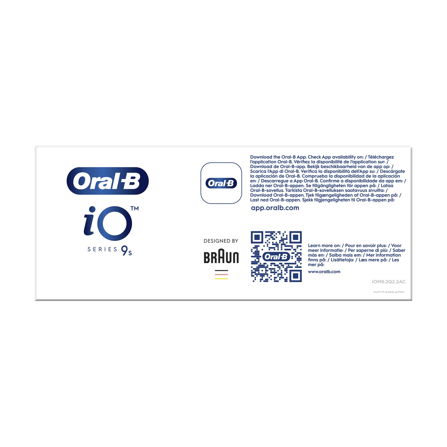 Confezione dello spazzolino Oral-B iO Series 9s con marchio e codici QR.