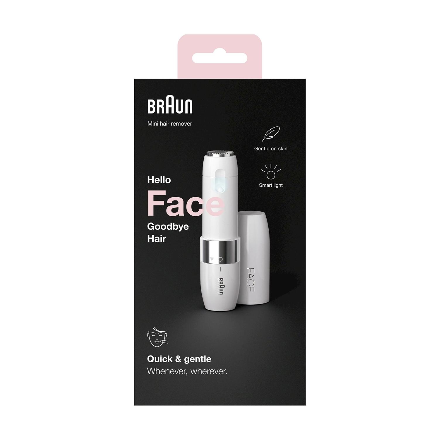 Una confezione di depilatore Braun mini. Il prodotto è bianco, con il logo Braun e il nome del prodotto.