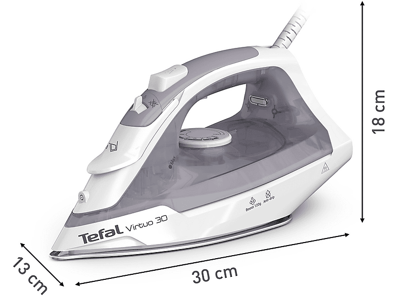 TEFAL FV2C43 Virtuo 30 Dampfbügeleisen (2000 Watt, Keramikbügelsohle)
