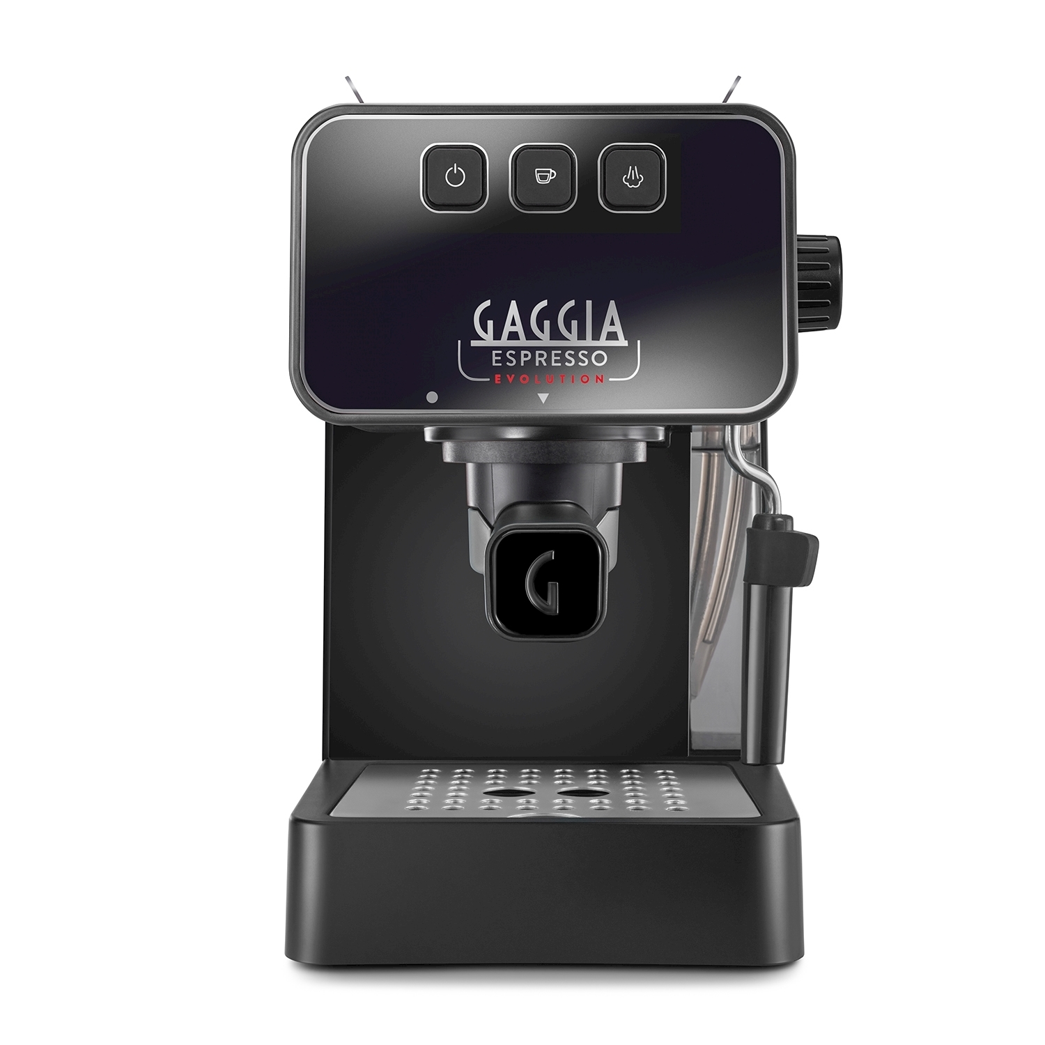Macchina Gaggia Espresso Evolution nera con tre pulsanti.