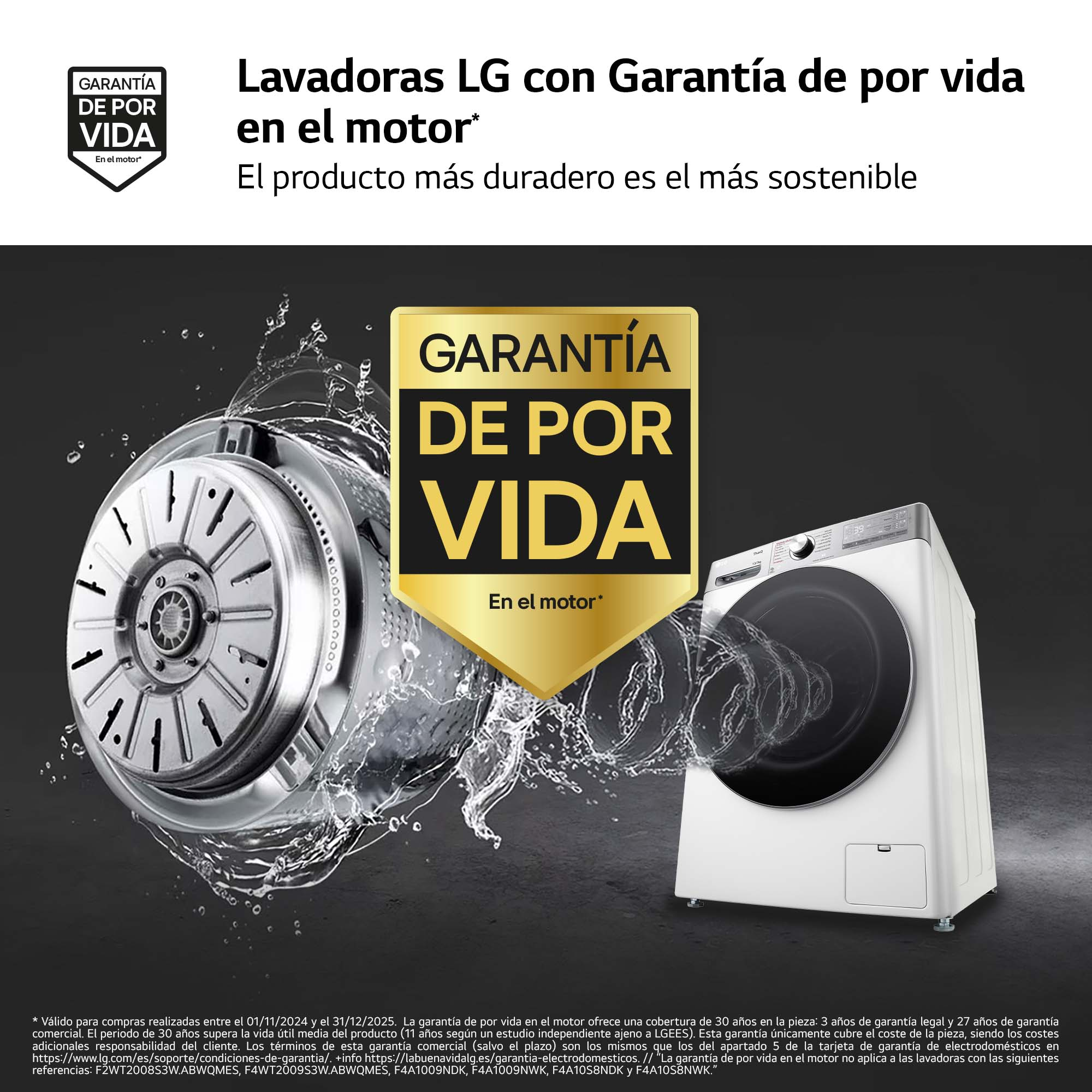 Una lavadora con un motor cubierto por una garantía de por vida.