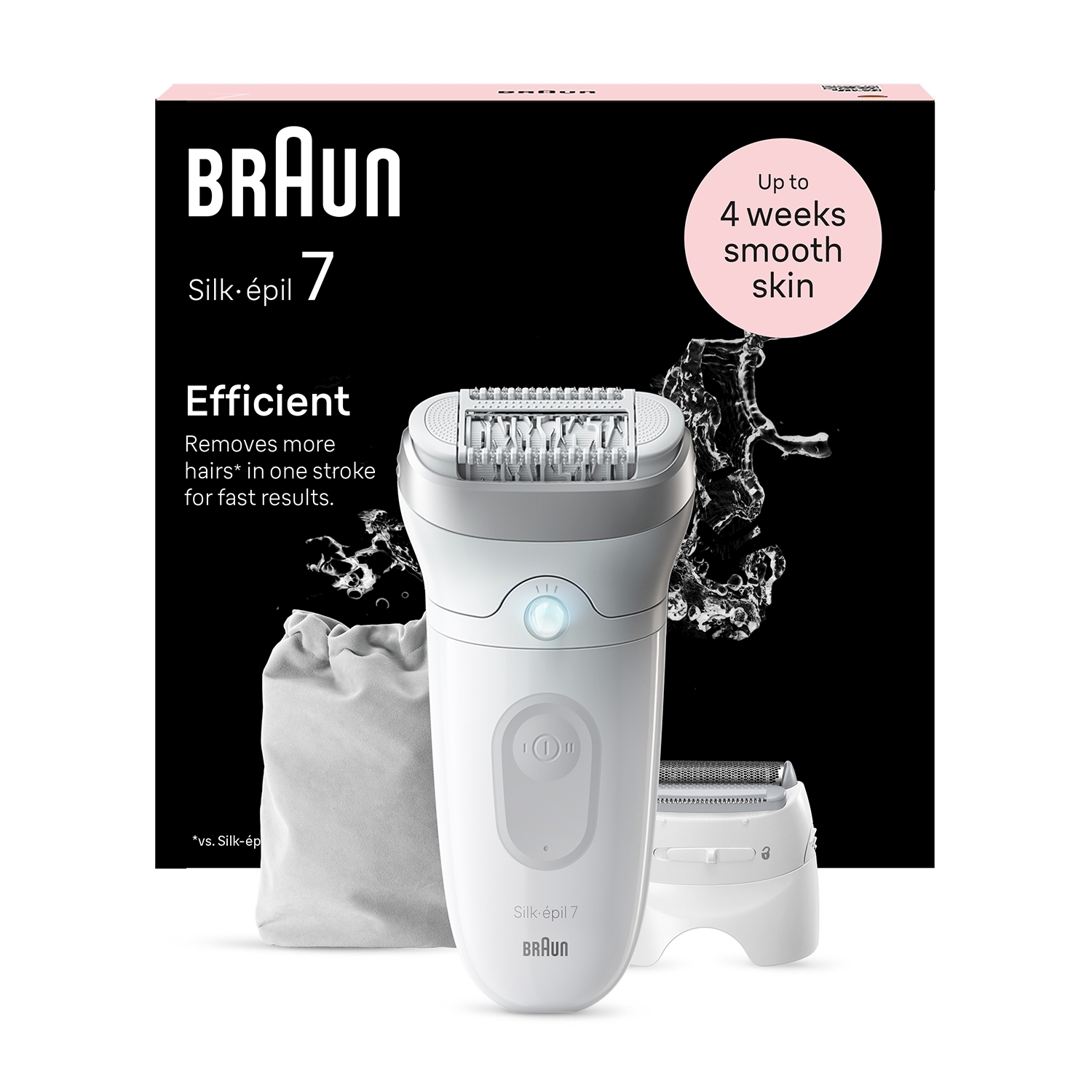 Epilatore Braun Silk-Épil 7 7-041, Wet & Dry, con tecnologia MicroGrip e pinzette che catturano i peli fino a 0,5 mm, luce Smartlight rivela più