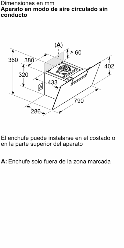 Un dibujo técnico de un producto con dimensiones y etiquetas.