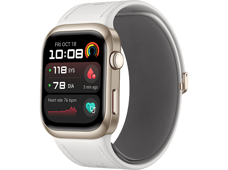 Smartwatch - Huawei Watch D2, 1.82" AMOLED, Monitorización Presión Arterial, 6 días Batería, Compatible iOS/Android, Asistencia Sanitaria, Blanco