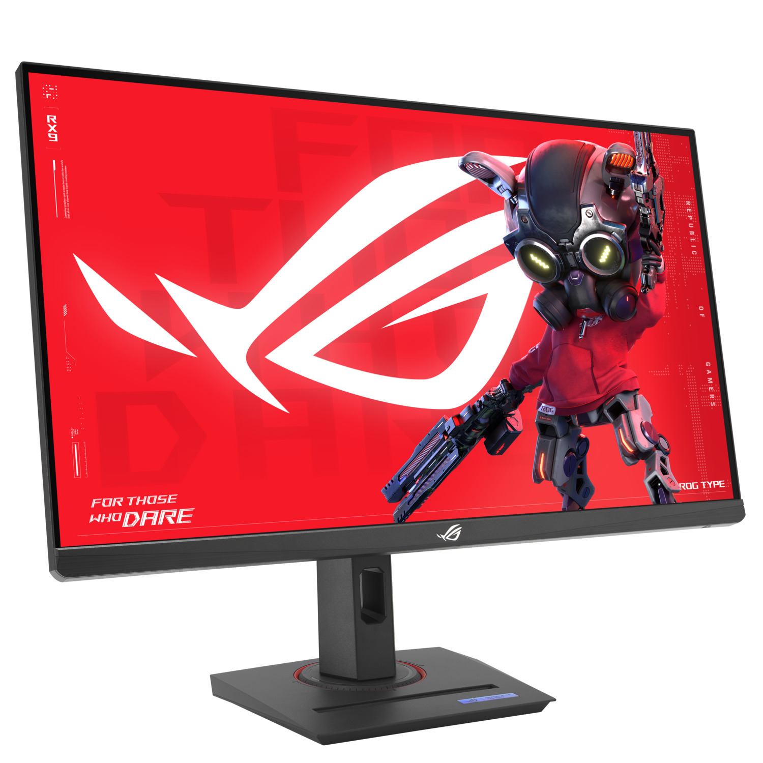 The monitor displays a robot-like character with the words "FOR THOSE WHO DARE".