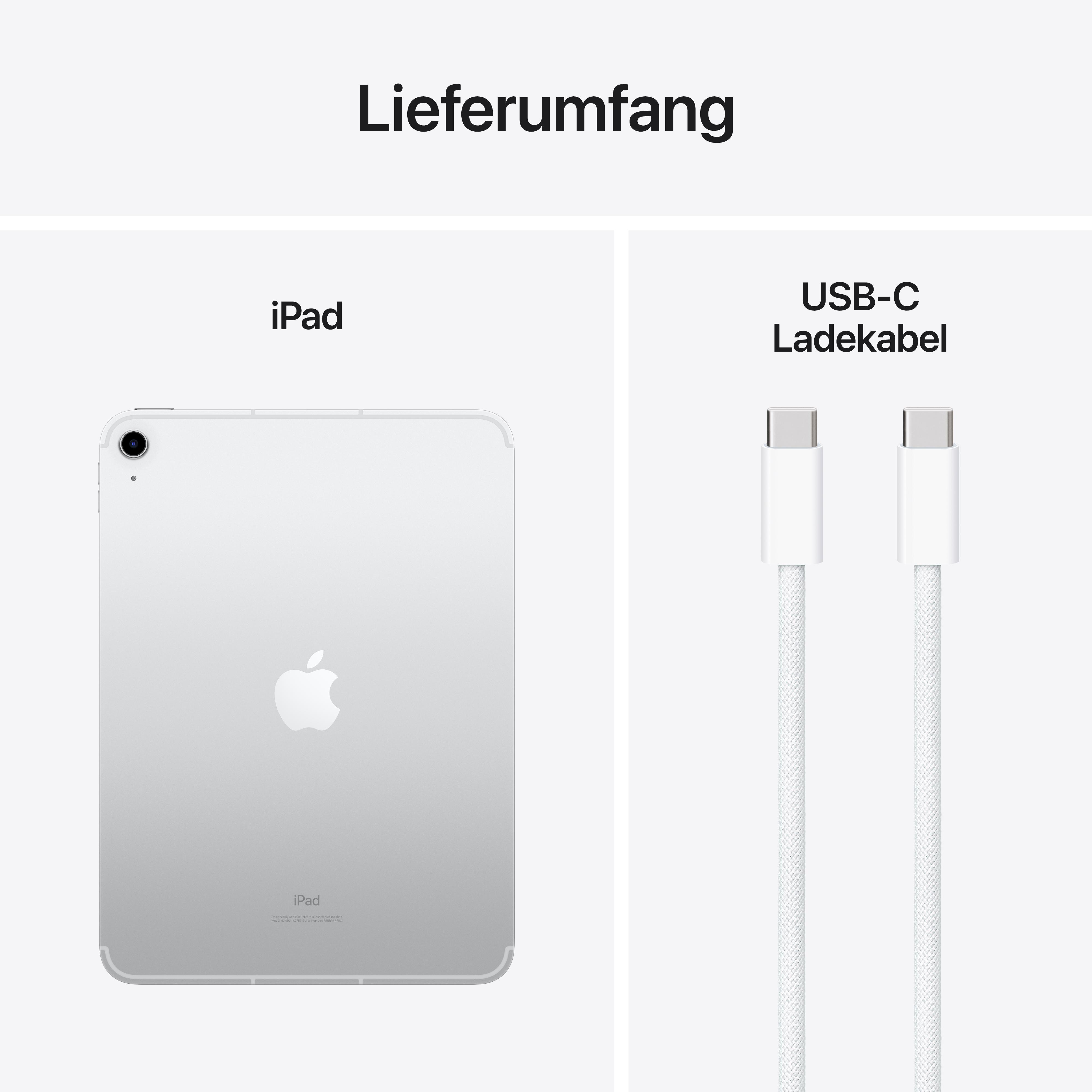 Ein iPad und ein USB-C-Kabel auf weißem Hintergrund.