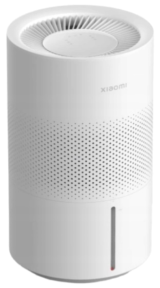 Biały cylindryczny oczyszczacz powietrza z czarną kropkowaną kratką i marką Xiaomi.