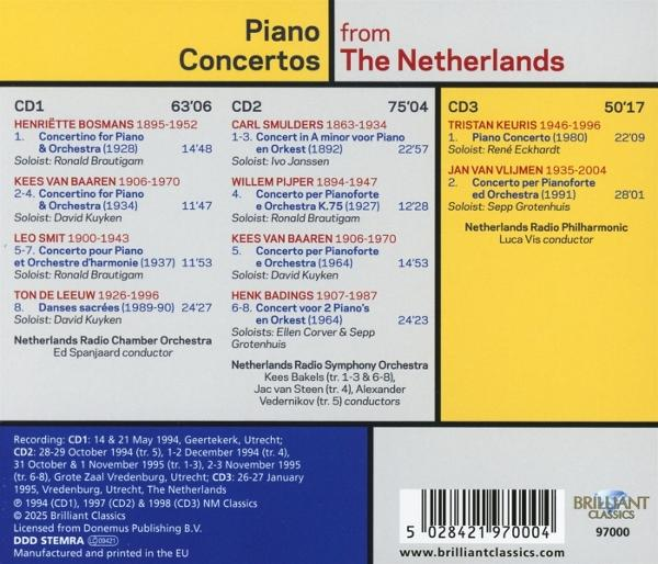CD-Cover mit Klavierkonzerten aus den Niederlanden. Enthält Künstler- und Titeldetails.