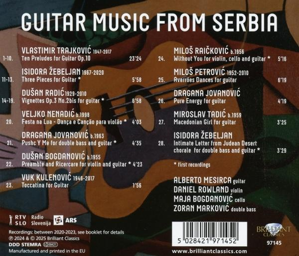 Ein CD-Cover mit dem Text 'Guitar Music From Serbia' und Informationen über die Songs.