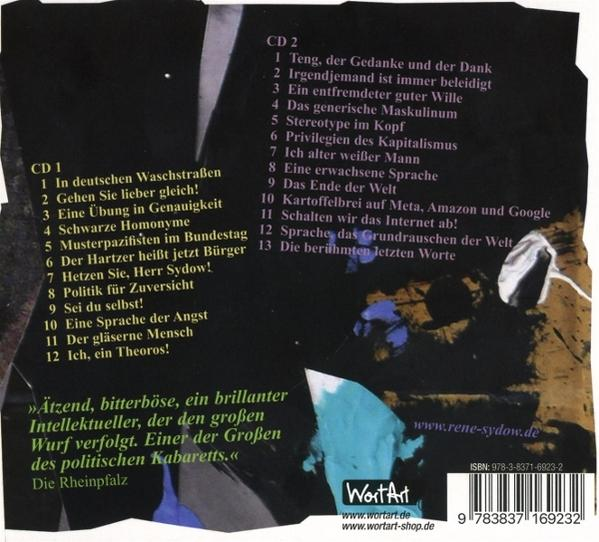 Albumcover: Eine Liste von Liedern auf Deutsch. Nahaufnahme des Gesichts eines Mannes.