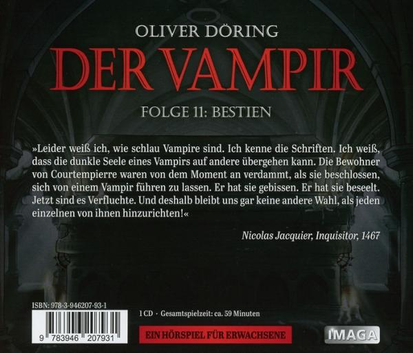 CD-Cover für Oliver Dörings „Der Vampir“ mit Text und einer dunklen, gotischen Illustration.