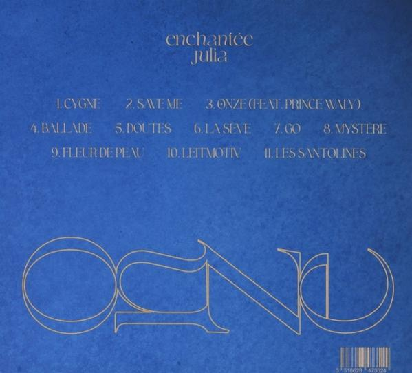 CD-Cover mit Text. Vordergrund: Text und Songtitel. Hintergrund: Blauer Farbverlauf.
