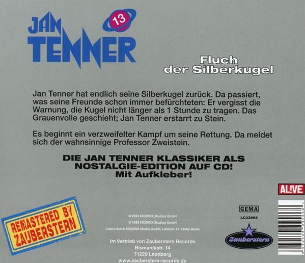 Jan Tenner Albumcover-Kunst, blau und weiß, mit Text und Aufkleber.
