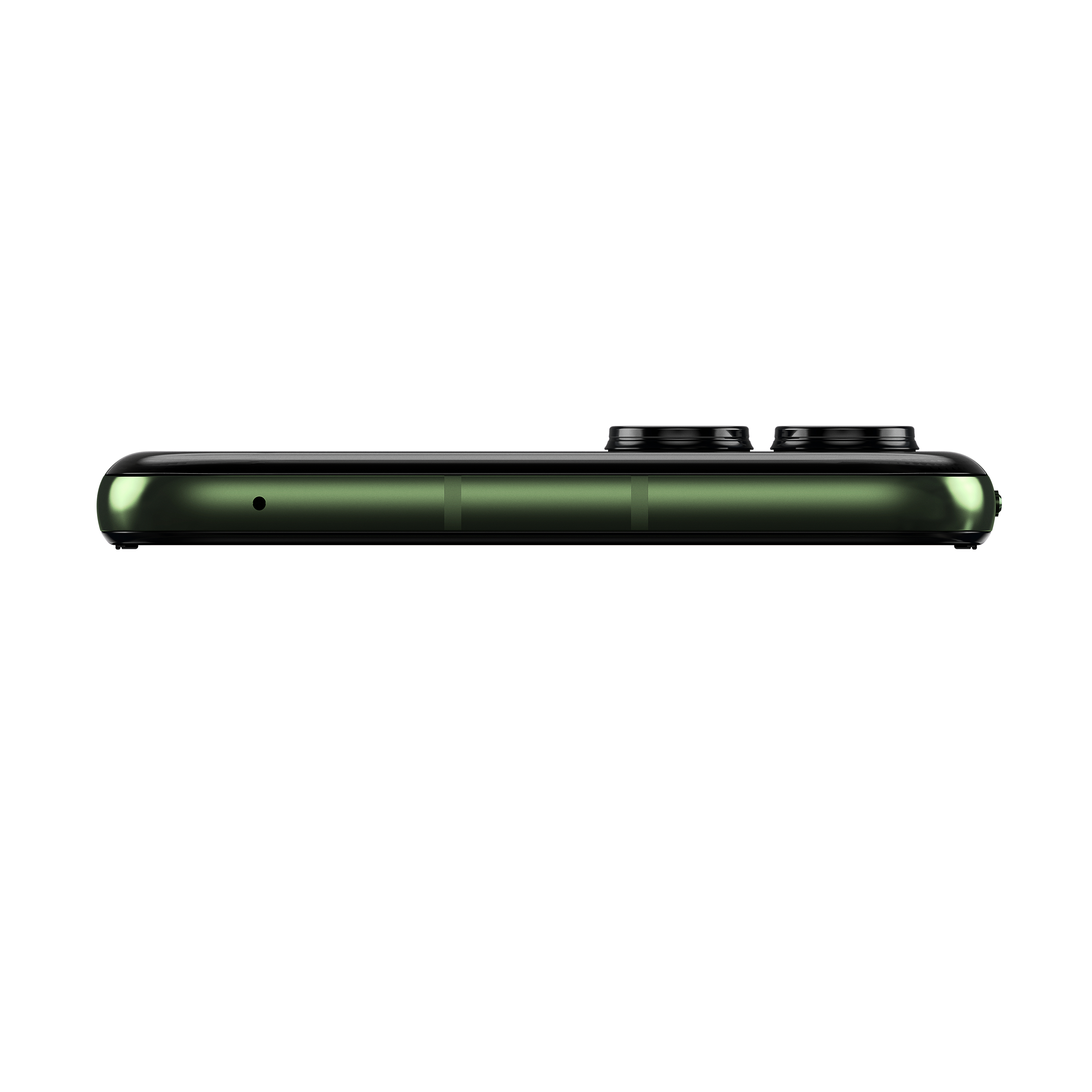 Motorola Razr 50 Ultra, grünes Oberprofil, Kameralinsen sichtbar.